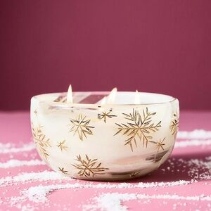 Anthropologie Etched Snowfall Woody Fresh Balsam & Cedarwood Glass Candle 17 oz.